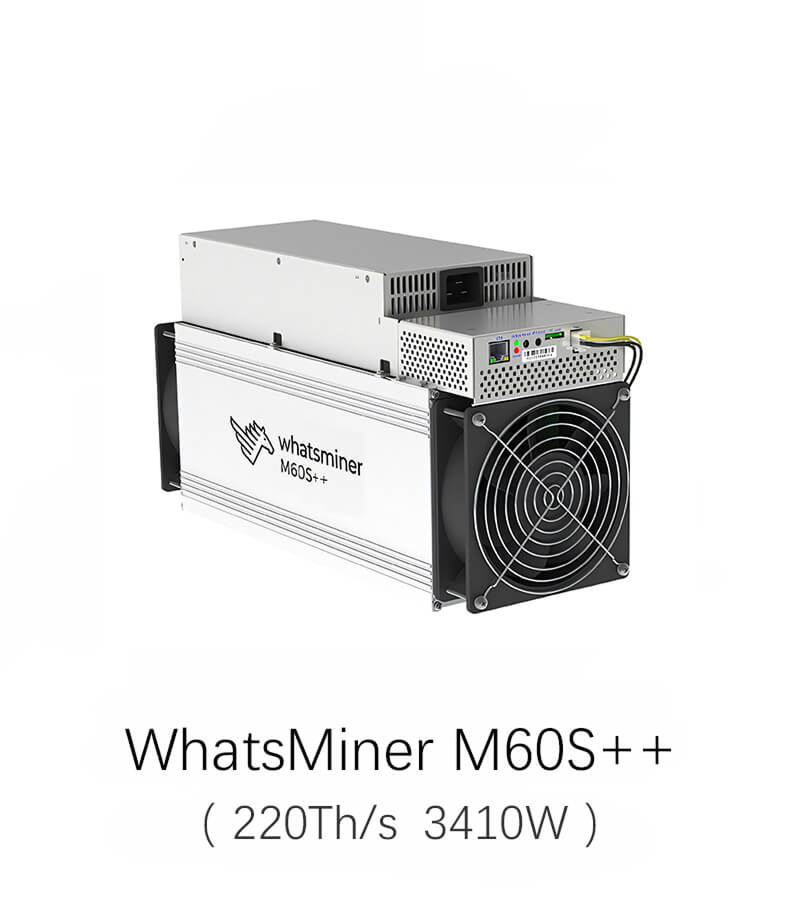 MicroBT WhatsMiner M60S++ 220T 3410W Bitcoin Miner