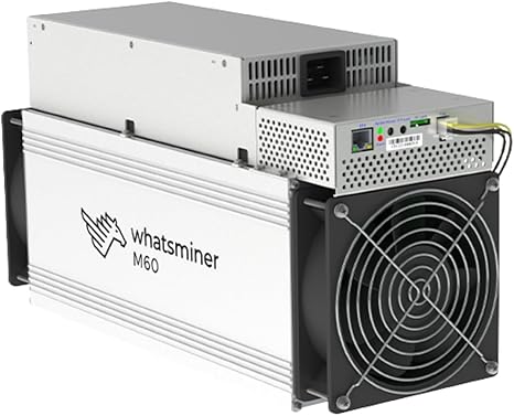 New MICROBT WhatsMiner M60 3462W 220-240V AC SHA-256 Algorithm BTC Miner with PSU – in Stock