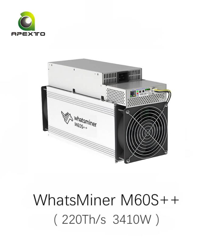 MicroBT WhatsMiner M60S++ 220T 3410W Bitcoin Miner - Image 1